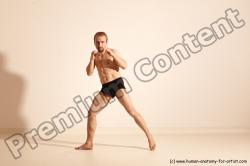 Underwear Martial art Man White Moving poses Slim Short Blond Dynamic poses Academic